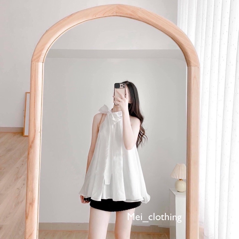 ÁO YẾM Tơ Voan 2 lớp kèm nơ sang chảnh