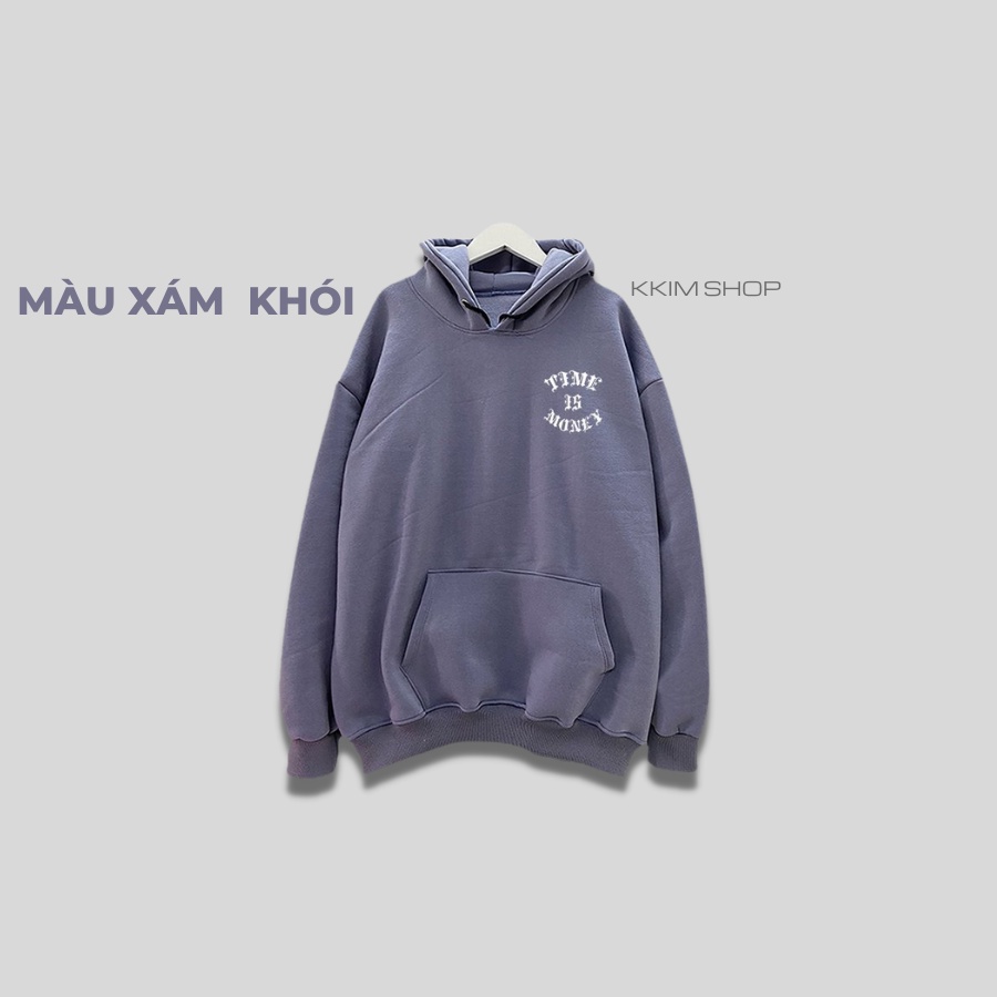 Áo Nỉ HOODIE TIME IS MONEY XANH LÁ, Áo hoodie unisex nam nữ form rộng oversize chất liệu Nỉ bông cao cấp KKIM SHOP