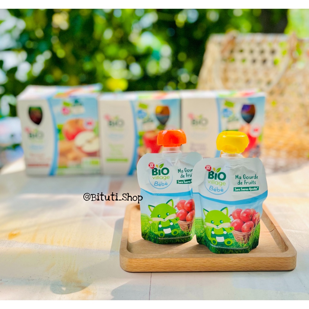 Trái cây nghiền hữu cơ Bio Village dạng túi cho bé từ 4 tháng tuổi - Bituti Shop