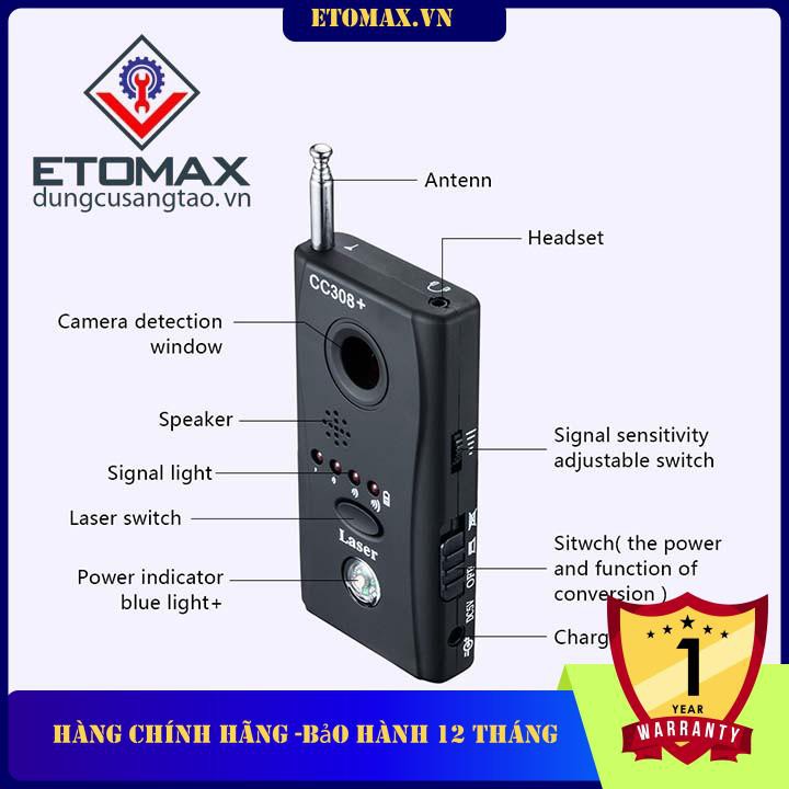 Máy phát hiện thiết bị nghe lén, camera ghi hình CC308+