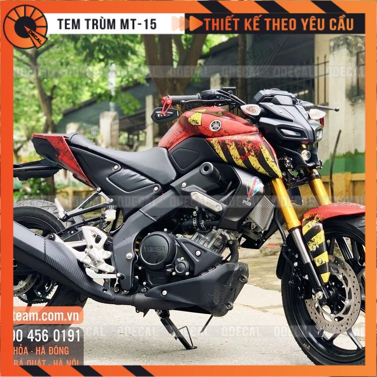 Tem trùm MT15 Warning đỏ vàng decal 3 lớp thiết kế theo yêu cầu