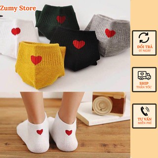 Set 5 đôi tất vớ vớ xinh hình trái tim dễ thương, tất cổ lỡ zumy store