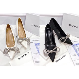 Giầy cao gót lụa nơ đá Mach & Mach qccc fullbox