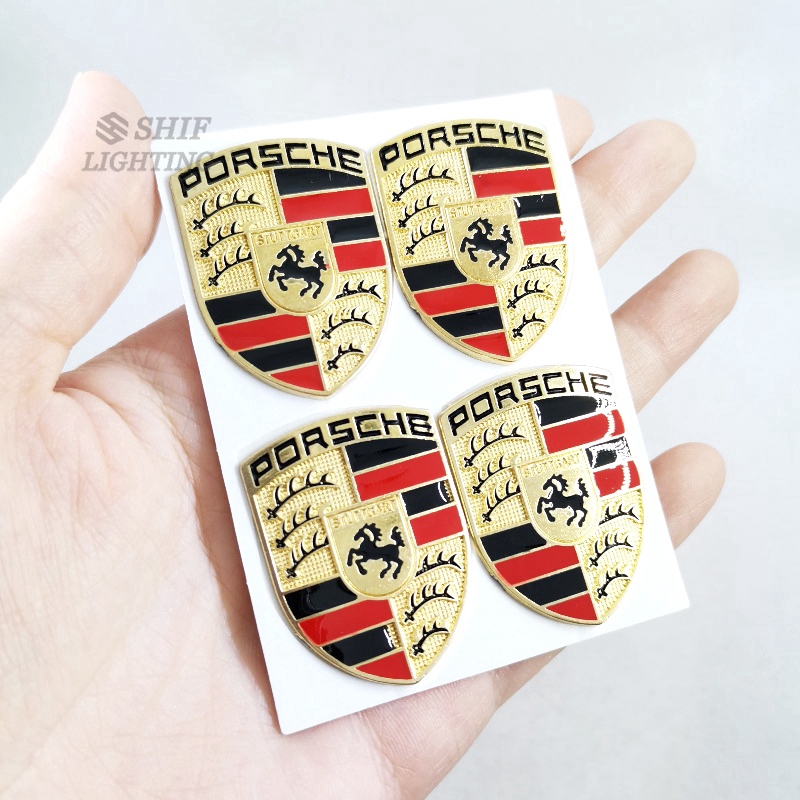 Set 4 logo họa tiết PORSCHE HORSE bằng kim loại trang trí xe hơi PORSCHE