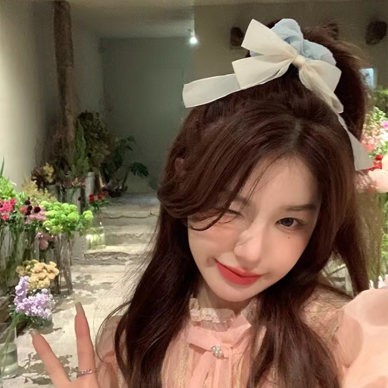 Dây Buộc Tóc Thắt Nơ Ruy Băng Bản Lớn Thanh Lịch Phong Cách Hàn Quốc Cho Nữ
