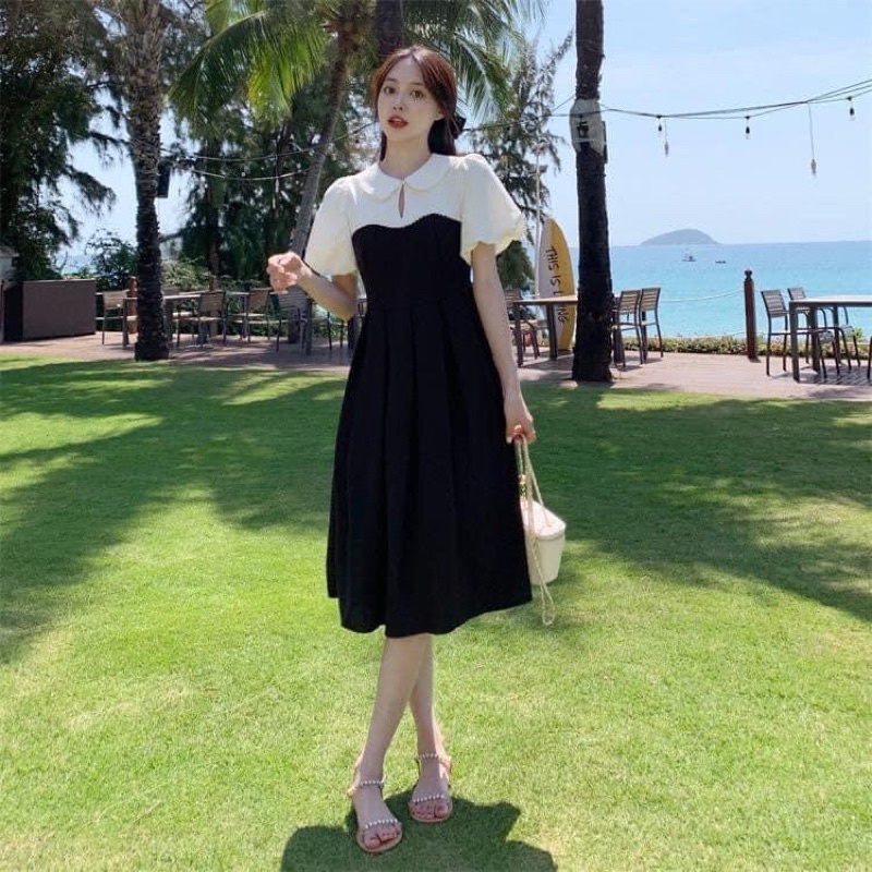 Váy Bầu cổ sen trắng cực xinh, váy công sở đi chơi đi làm đều đẹp,váy size 40-75kg