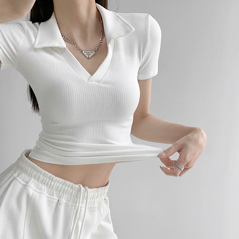 Áo polo YEYA dáng ôm màu trơn đơn giản thời trang cho nữ