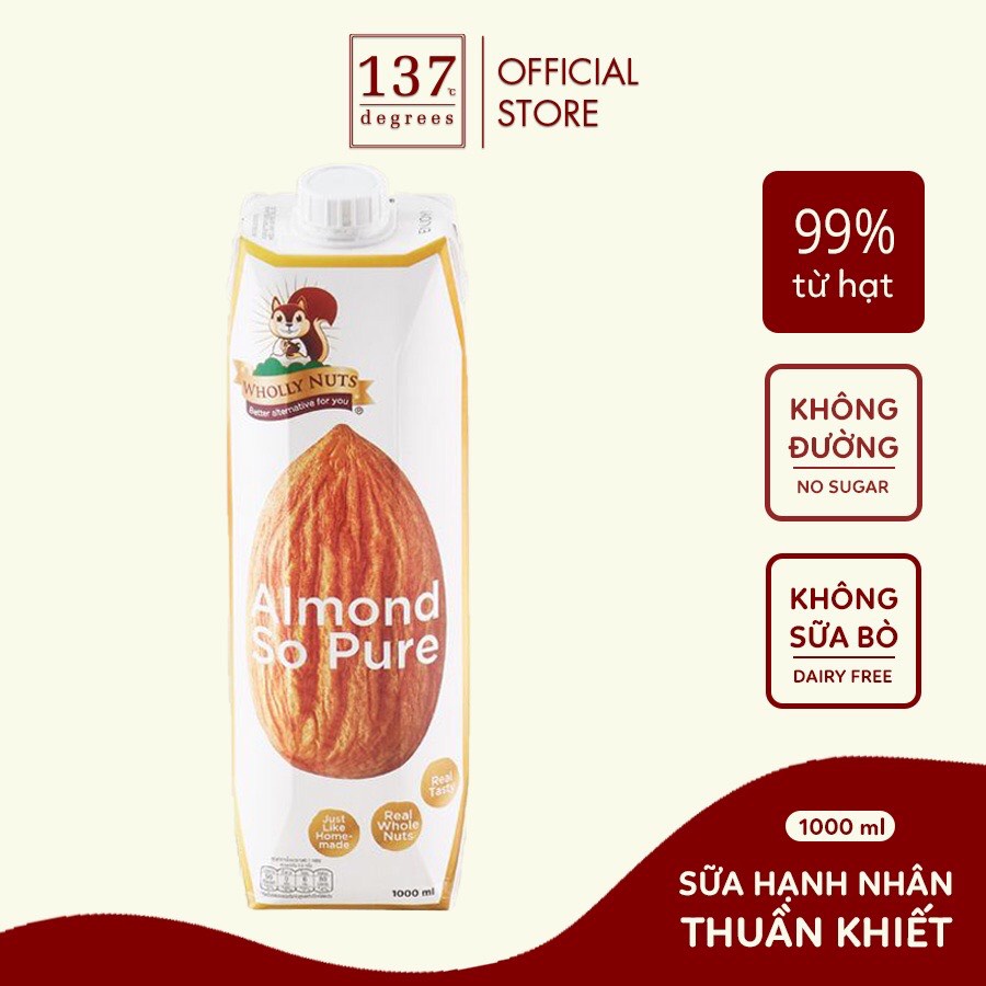 Sữa hạt Hạnh nhân Thuần khiết Wholly Nuts 137 Degrees 1L