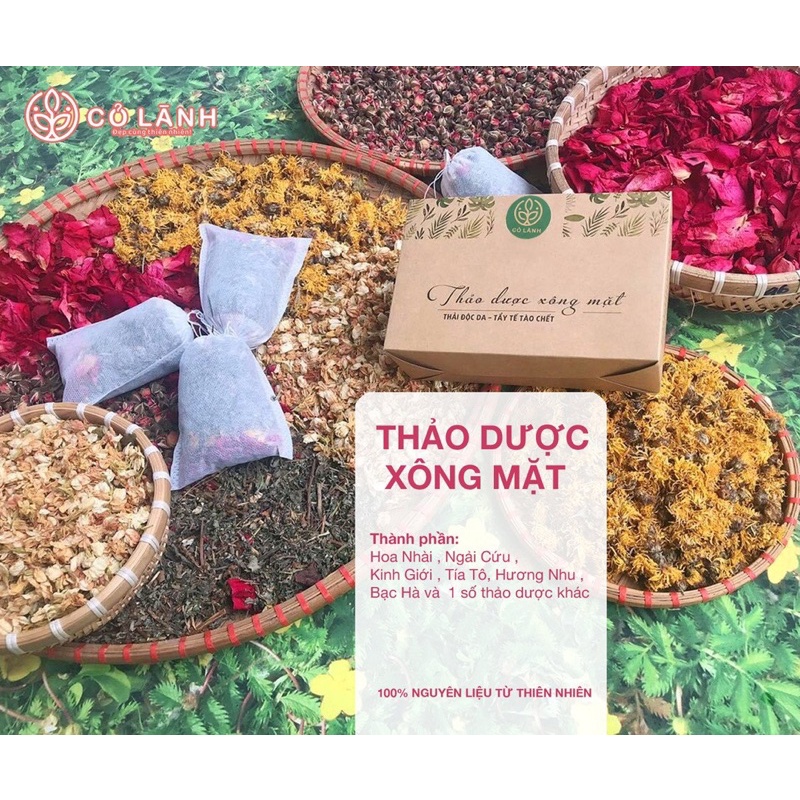 Hoa thảo dược xông mặt Cỏ Lành - 6 gói lớn dùng cho da mặt làm sạch sâu cho da, ngừa mụn