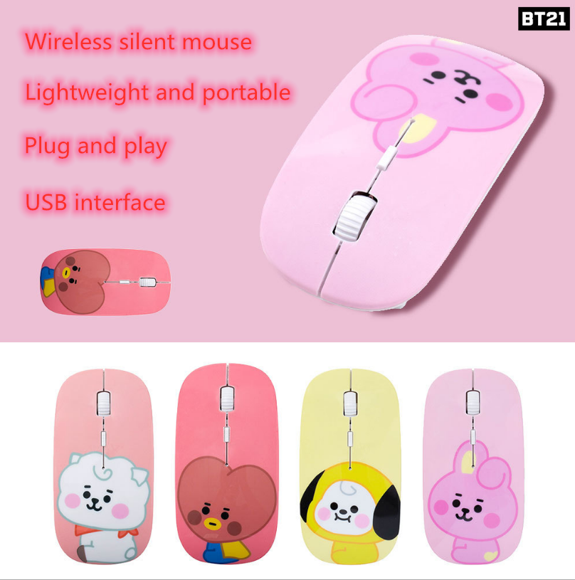Chuột Bluetooth không dây họa tiết nhân vật Bts Bt21