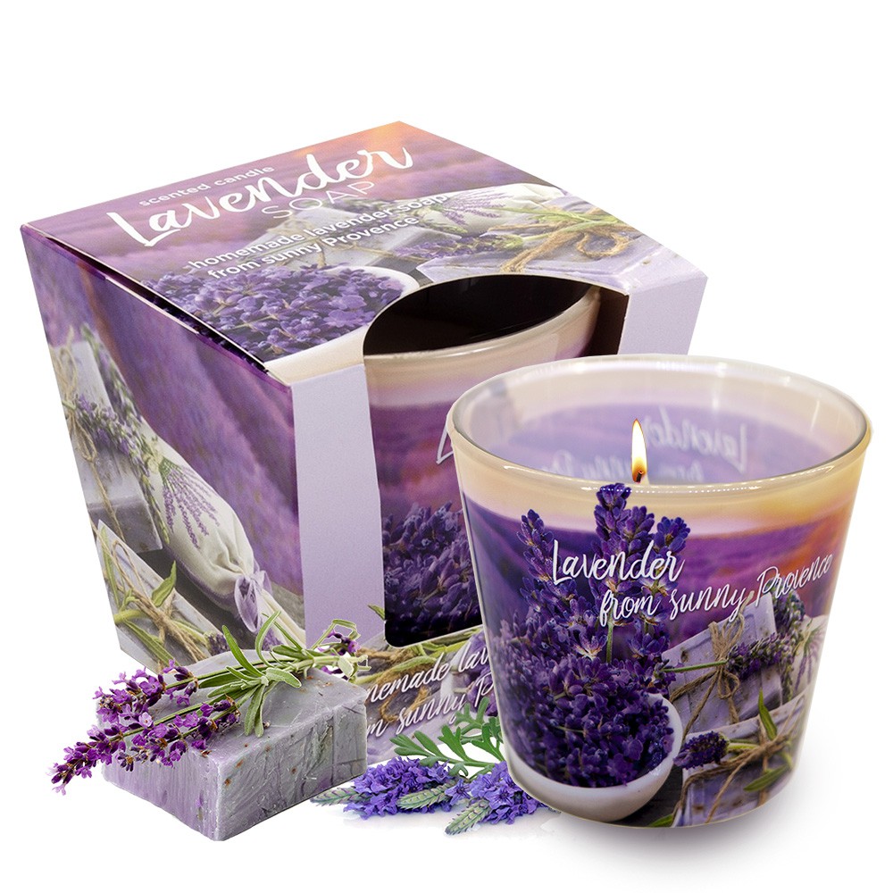 Ly nến thơm tinh dầu Bartek Lavender Fields & Soap 115g QT04965 - cánh đồng oải hương