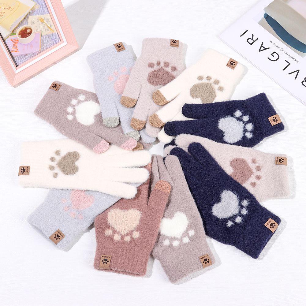 Đôi Găng Tay Hình Dấu Chân Mèo Ấm Áp Cho Nữ