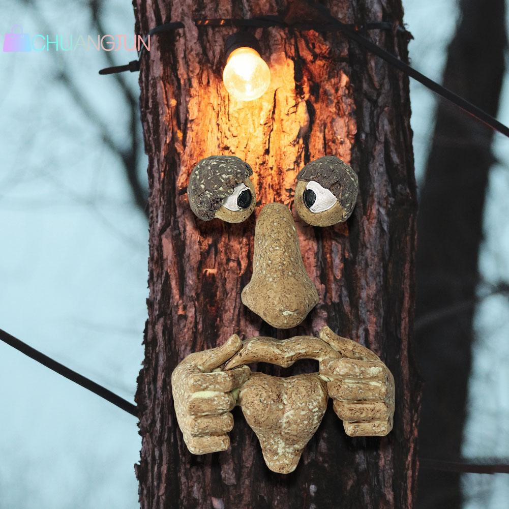 Luminous Bark Ghost Face Shaped Tree Monster Facial Features Garden Props