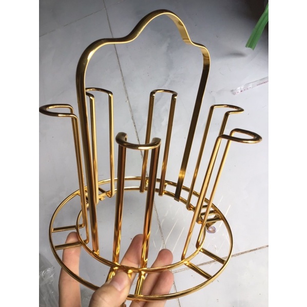 Giá úp cốc mạ vàng - khay úp cốc mạ vàng tròn và chữ nhật ( tặng kèm khay )