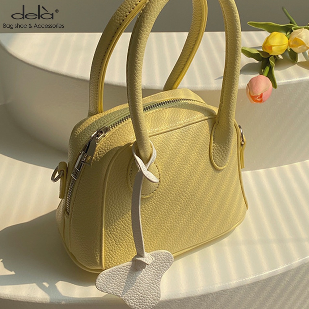 Dela Túi Xách Đeo Vai Mềm Mại Họa Tiết Vỏ Quả Vải Màu Trắng Phong Cách Hàn Quốc Dành Cho Nữ