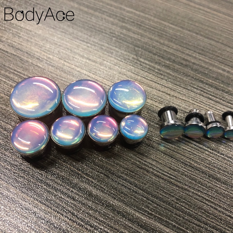 Khuyên Tai Nong Lỗ Bằng Thép Không Gỉ 2-16mm Màu Xanh Dương Kính