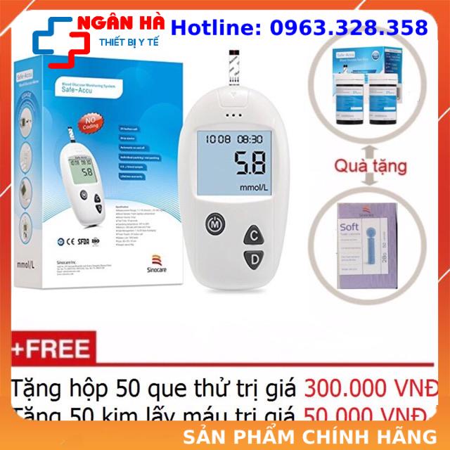 Máy đo đường huyết, Máy thử đường huyết, Máy đo tiểu đường safe Accu chính hãng SINOCARE