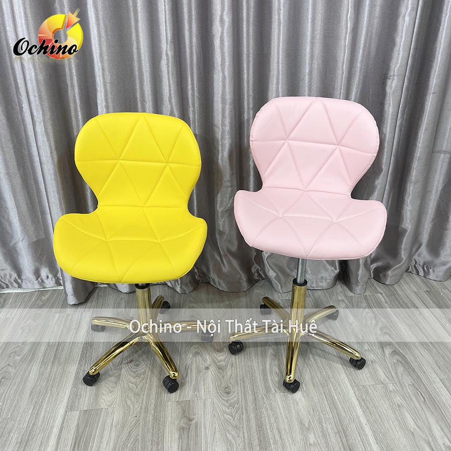 Ghế Trang Điểm Xoay Chân Vàng Sao, Ghế Spa Phun Săm Bọc Da Mẫu Kim Cương Sang Chảnh (Hình Thật Shop Chụp)