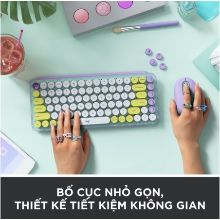 Bàn phím cơ không dây bluetooth | USB Logitech POP KEYS - phím emoji có thể tùy chỉnh