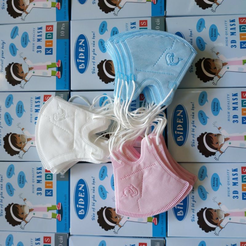 Combo 10 cái khẩu trang 3D kháng khuẩn dành cho bé từ 1-5 tuổi