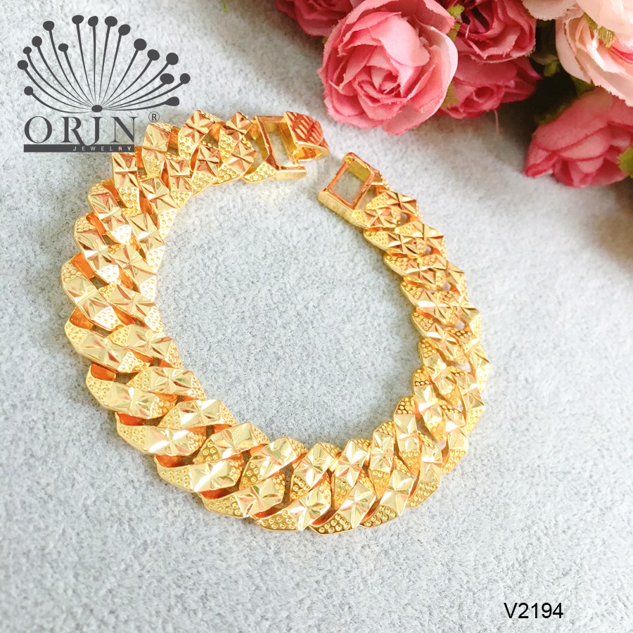 Vòng tay nam nữ, lắc tay nam nữ, lắc xích nam nữ màu 24 bền màu thiết kế cao cấp Orin V2194