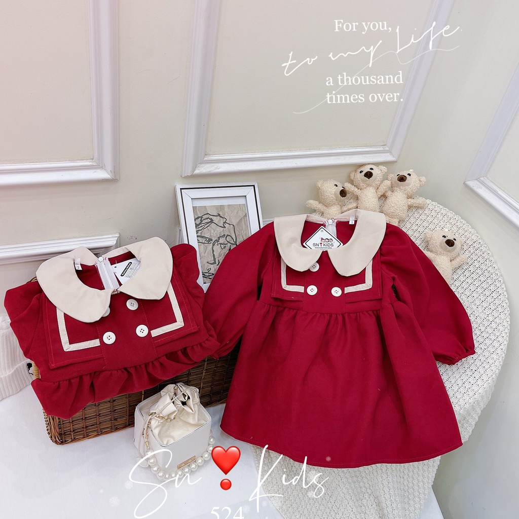 Váy cho bé - Váy nhung babydoll bé gái AM825 TTR114