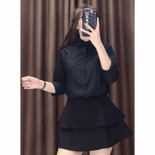 Sơ mi trắng và đen uni