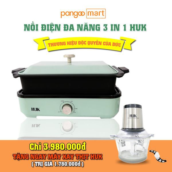 Nồi Lẩu Nướng Đa Năng 3 Trong 1 - Tặng Máy Xay Thịt HUK