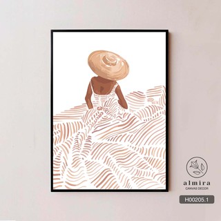 💟💟Tranh vải canvas cô gái nâu trầm - tặng đinh treo tường 3 chân [H002]