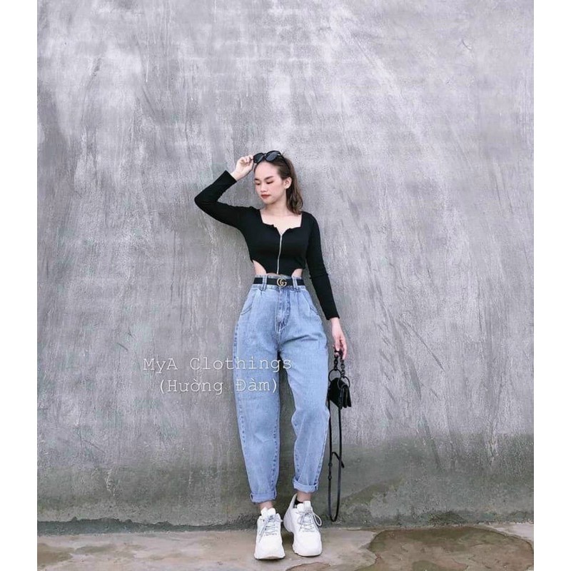 Quần baggy jean chít ly mã NHA04, hình thật ảnh sàn