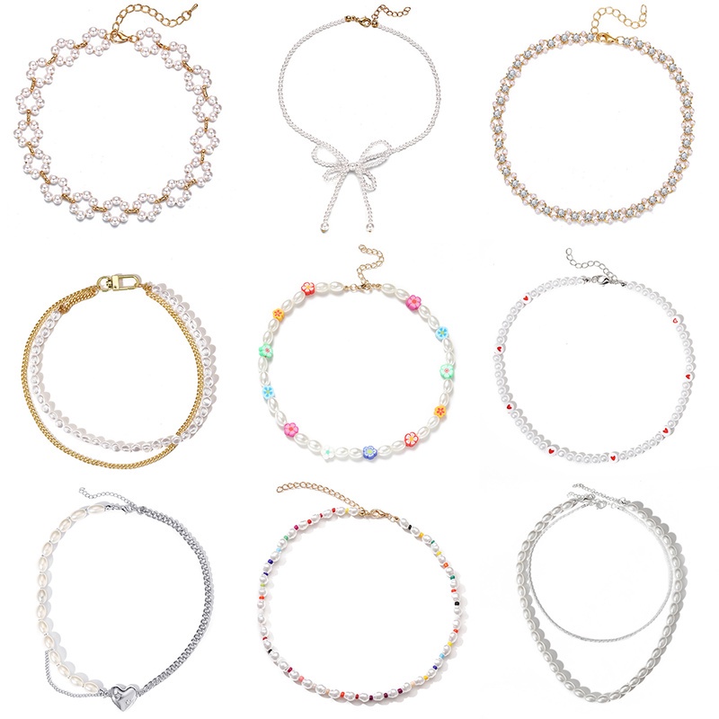 Vòng cổ nhiều lớp đính ngọc trai giả thời trang cho nữ