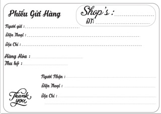 Phiếu gửi hàng ( giấy màu )