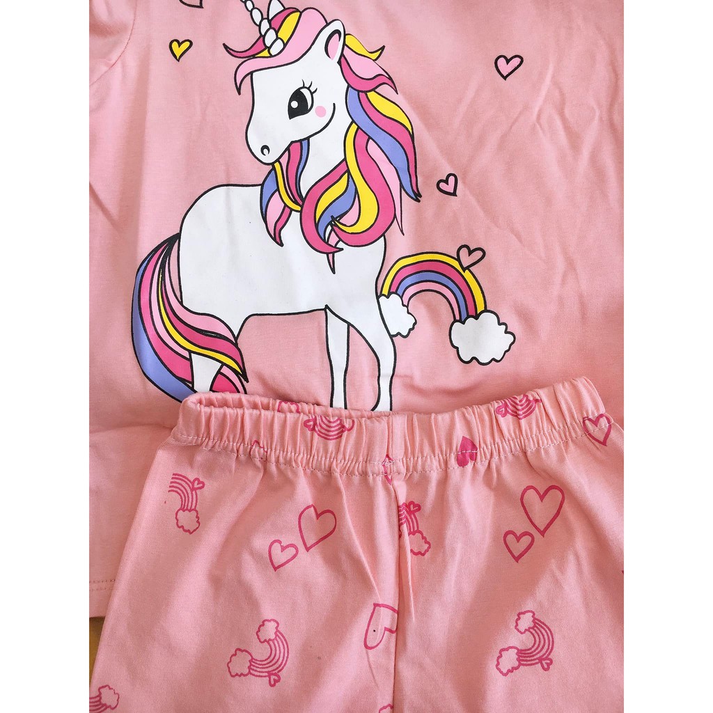 Bộ cotton bé gái in ngựa Pony rất đẹp kiểu áo buộc dây điệu đà size 2-9 tuổi