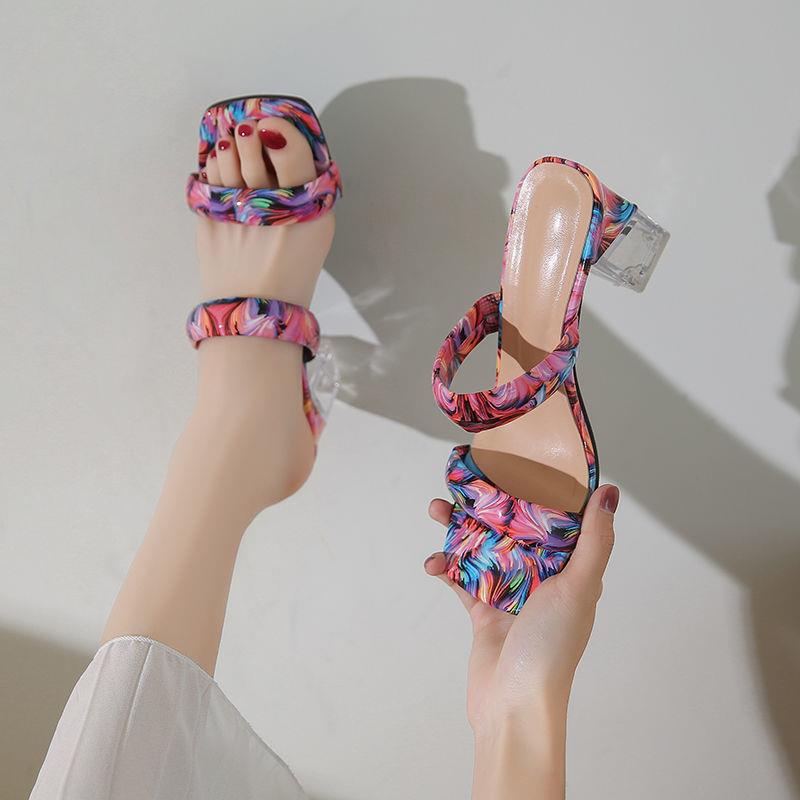 Dép Sandal Cao Gót Hở Ngón Đế Pha Lê Dày Thời Trang Mùa Hè Hàng Mới