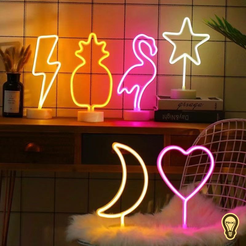 Đèn NEON LED có đế  dùng trang trí , làm đèn decor phòng ngủ , trang trí bàn học MOXI.