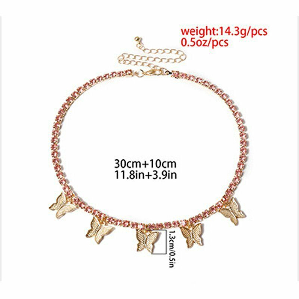 Vòng choker phối mặt hình bươm bướm mạ vàng/ bạc đơn giản sang trọng