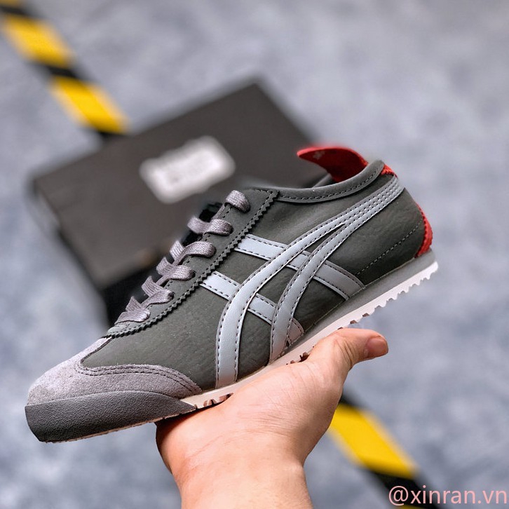 [Cửa hàng nhà máy] Chính hãng 100% Asics nguyên bản Onitsuka Tiger Da cừu Giày xám Casual Giày thể thao