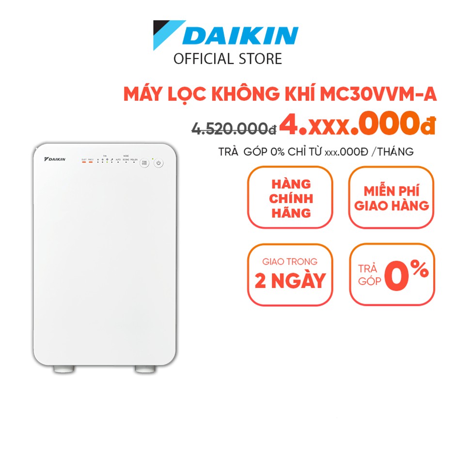 Máy Lọc không khí Daikin MC30VVM-A - Phù hợp phòng 21m2 - Hệ thống phin lọc 3 cấp