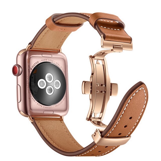 Dây đeo bằng da thật thích hợp cho đồng hồ apple watch 7 41mm 45mm series 6 se 5 4 40mm 44mm iwatch 3 38mm 42mm