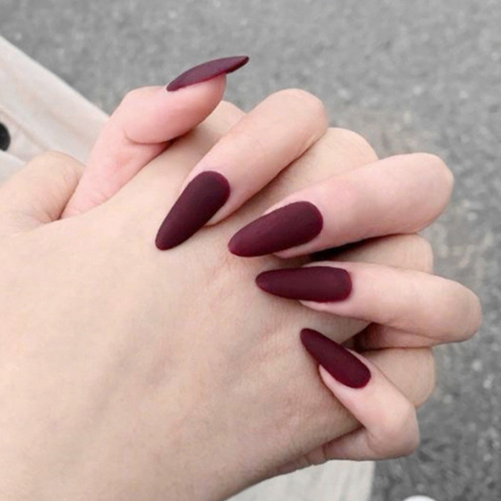 YADORNOS Set 24 Móng Tay Giả Màu Trơn Thời Trang Kèm Keo Dán Tiện Dụng