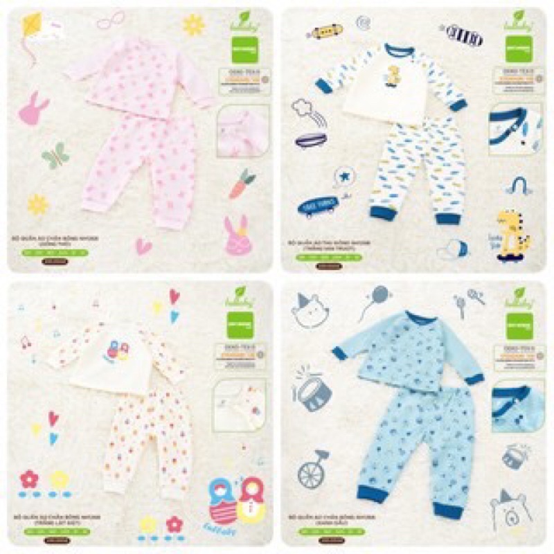 (Hà nam/Lullaby)Bộ nỉ trần bông Lullaby (4 màu) mẫu mới size 6-9m tới 4y