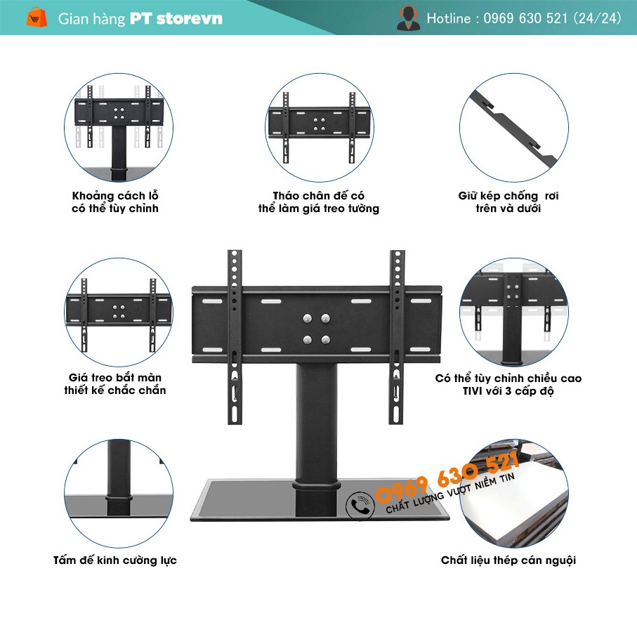 [Hàng Cao Cấp] Chân đế tivi đa năng 26 - 32 Inch - Chân tivi để bàn mặt kính cường lực - Model: DZ32