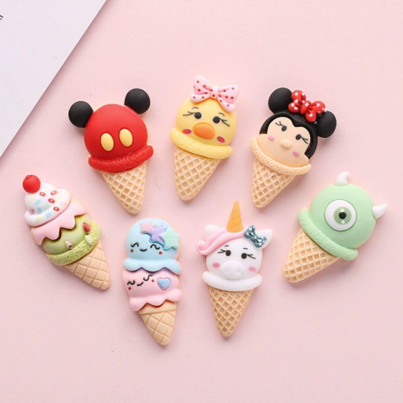 {Ice-cream 1 cái} STICKER PHỤ KIỆN DIY 3D DÁN ỐP ĐIỆN THỌAI BÌNH NƯỚC KẸP TÓC