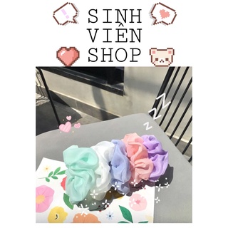 Scrunchies voan lụa gam màu Pastel dịu dàng buộc tóc