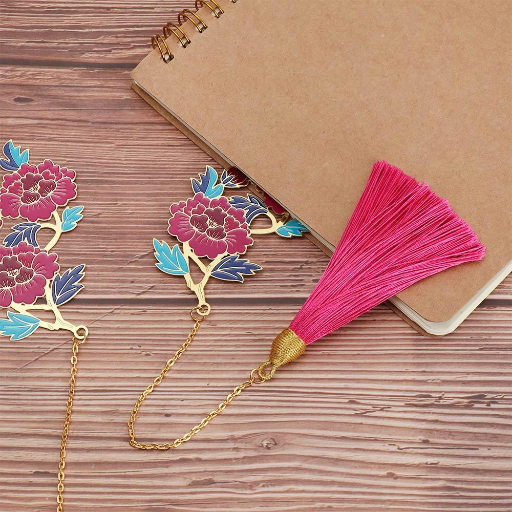 PISTA Thẻ Đánh Dấu Sách Bằng Đồng Thau Phối Tua Rua Phong Cách Retro
