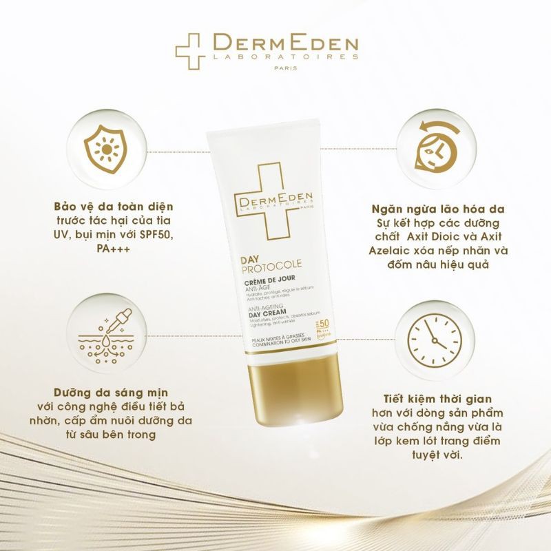 Kem dưỡng da ban ngày cho da dầu DermEden Day Protocole SPF50 PA+++ 50ml