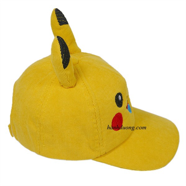 Nón trẻ em (3-6 tuổi) , mũ cho bé hình PIKACHU vải NHUNG mềm êm cute (Ảnh thật)