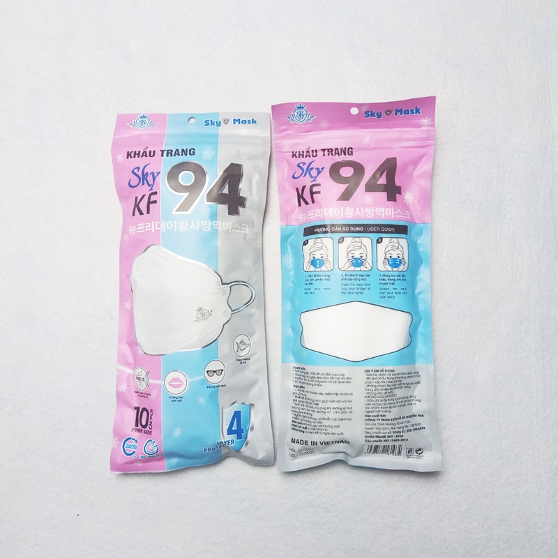 Set 50 chiếc khẩu trang KF94 Sky Mask công nghệ Hàn Quốc 4 lớp kháng khuẩn freesize cho người lớn