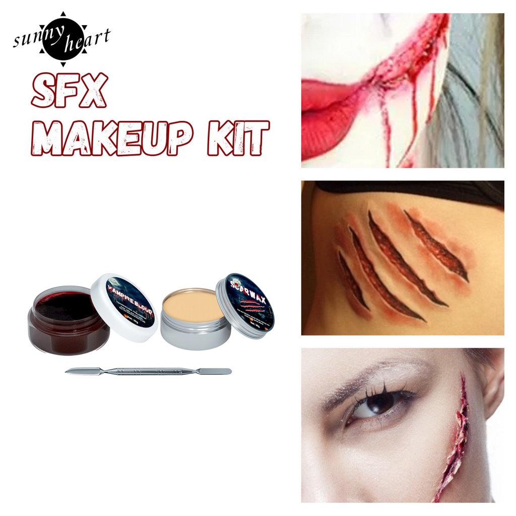 Set 3 Sáp Tạo Mẫu Vết Sẹo Giả Hóa Trang Halloween