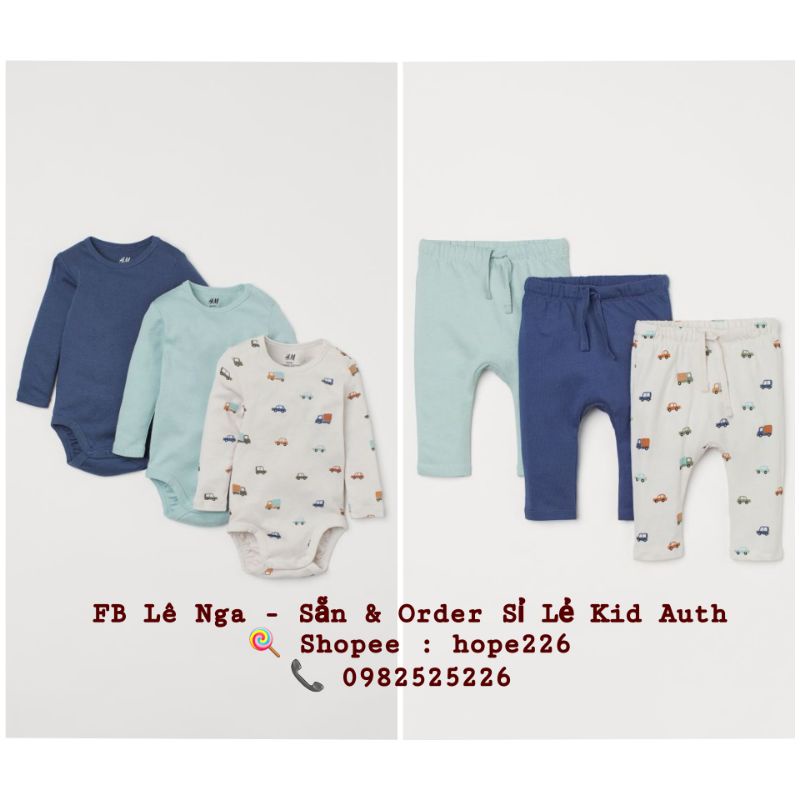 Set 6 món (3 body+3 quần) HM UK/CN size 12-18m